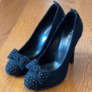 Balmain Black Velvet & Gilded Stud Heels